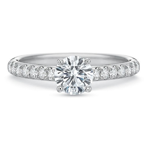 Precision Set Platinum New Aire Round Cut Diamond Split Shared Prong Engagement Ring, Center Stone Sold Separately