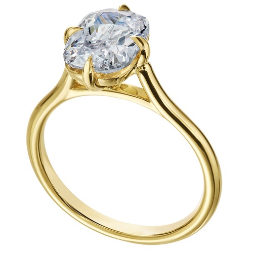 Mark Patterson 18K Yellow Gold Oval Cut Cathedral Solitaire Engagement Ring, Center Stone Sold Separately