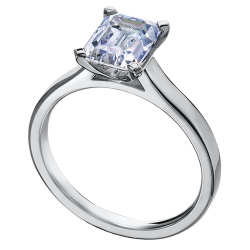 Mark Patterson Platinum Emerald Cut Flat Edge Cathedral Solitaire Engagement Ring, Center Stone Sold Separately