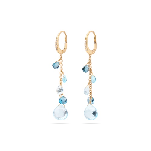 Marco Bicego 18K Yellow Gold Paradise Blue Topaz & Diamond Single Strand Earrings