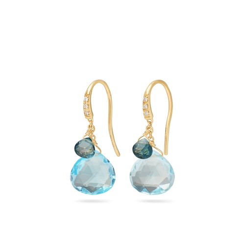 Marco Bicego 18K Yellow Gold Paradise Blue Topaz, London Blue Topaz & Diamond Hook Earrings