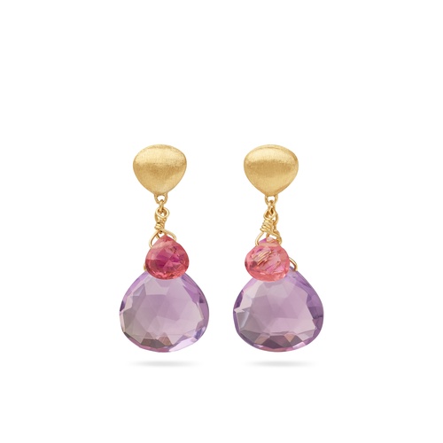 Marco Bicego 18K Yellow Gold Paradise Amethyst & Pink Tourmaline Drop Earrings