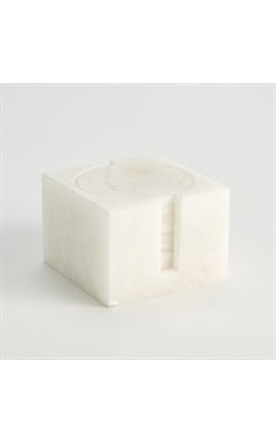 Global Views Alabaster Coasters with Holder, Set of 8 thumbnail 1