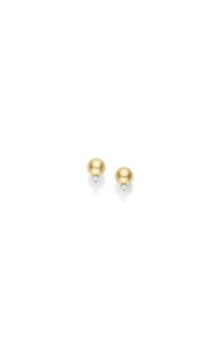 Mikimoto 18K Yellow Gold 9MM Golden South Sea Pearl & Diamond Stud Earrings thumbnail 1