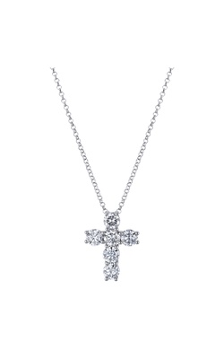 Alson Signature Collection 18K White Gold 17" Diamond Cross Pendant Necklace thumbnail 1