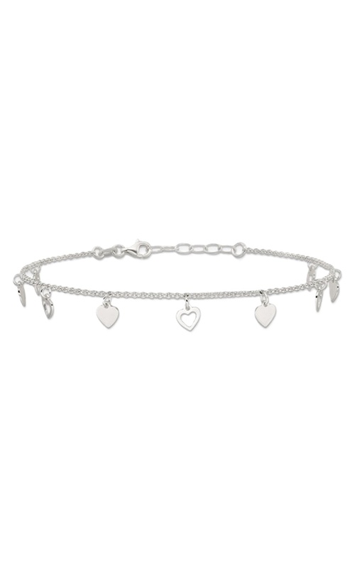 Sterling Silver Hearts Anklet