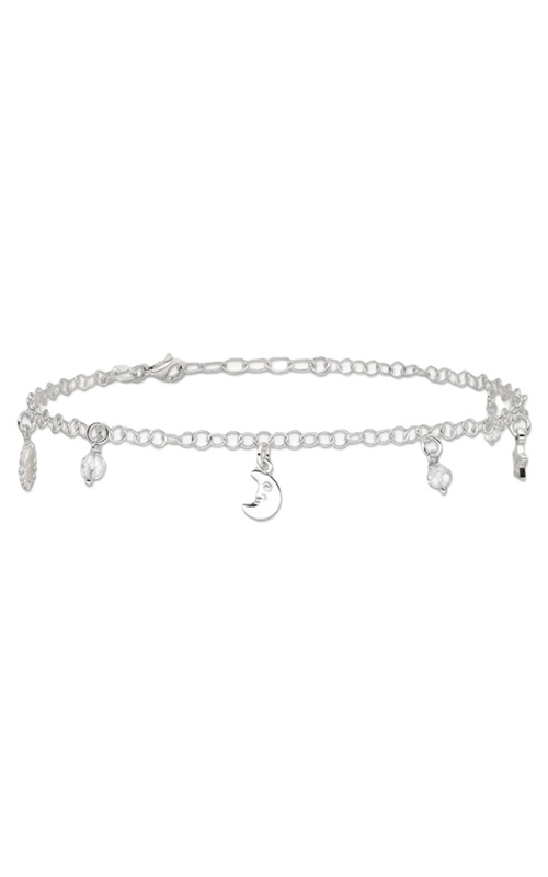 Sterling Silver Polished Sun Moon And Stars Anklet