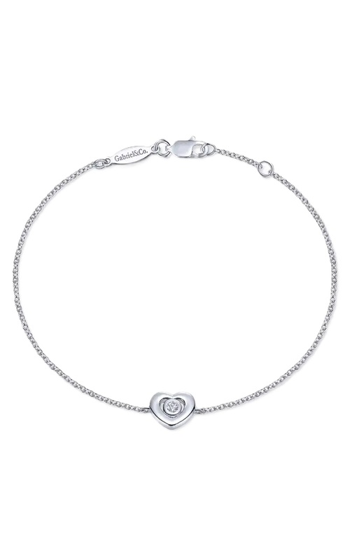 Sterling Silver White Sapphire Heart Chain Bracelet