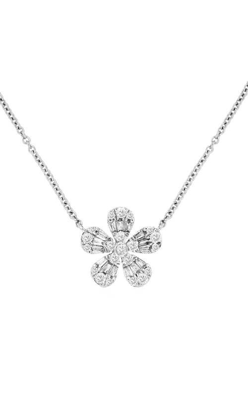 14K White Gold Diamond Flower Necklace