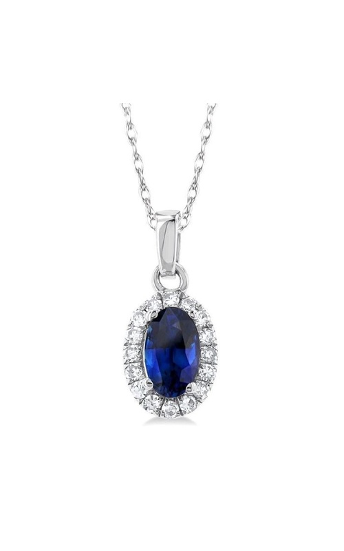 10k White Gold Sapphire and Diamond Pendant