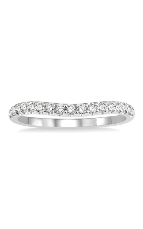 14K White Gold .25cttw Round Diamond Curved Wedding Band