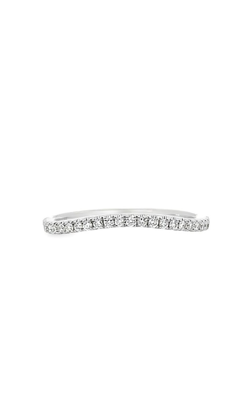 14K White Gold Curved Diamond Band