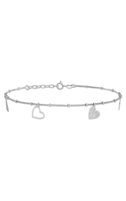Sterling Silver Hearts Anklet
