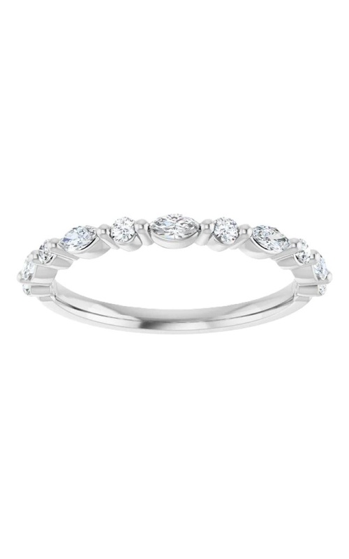 14K White Gold .20cttw Round/Marquise Diamond Band