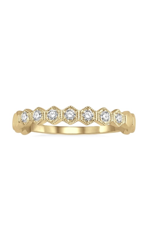 14k Yellow Gold Diamond Hexagon Stackable Ring