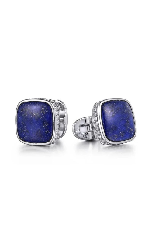 Sterling Silver Square Cufflinks with Lapis Stones