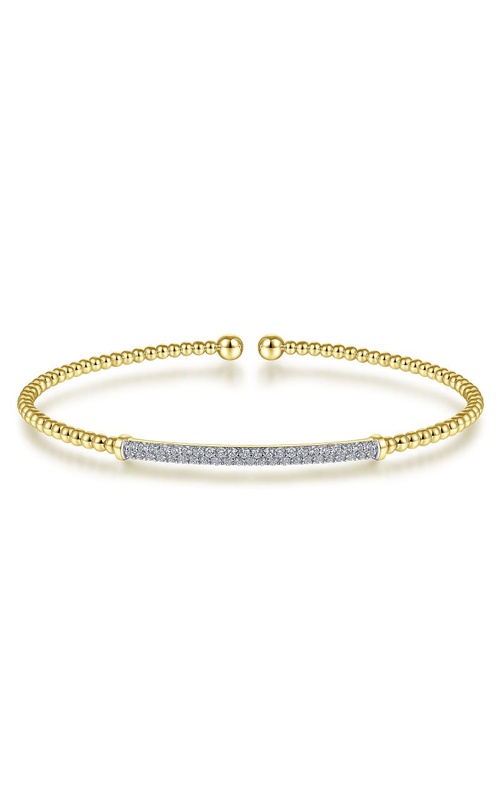 14K Yellow Gold Bujukan Diamond Bar Split Bangle