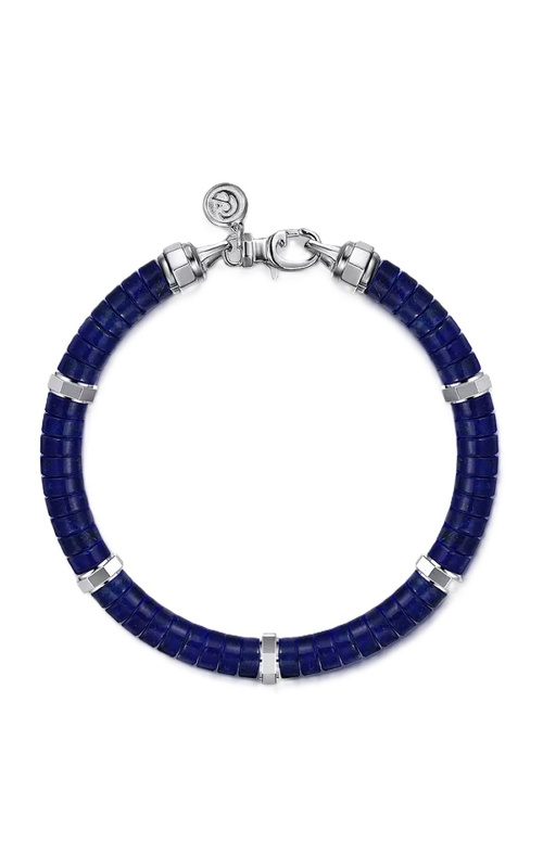 Sterling Silver Lapis Cylinder Beaded Bracelet