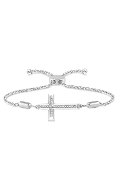 Silver Cross Diamond Lariat Bracelet