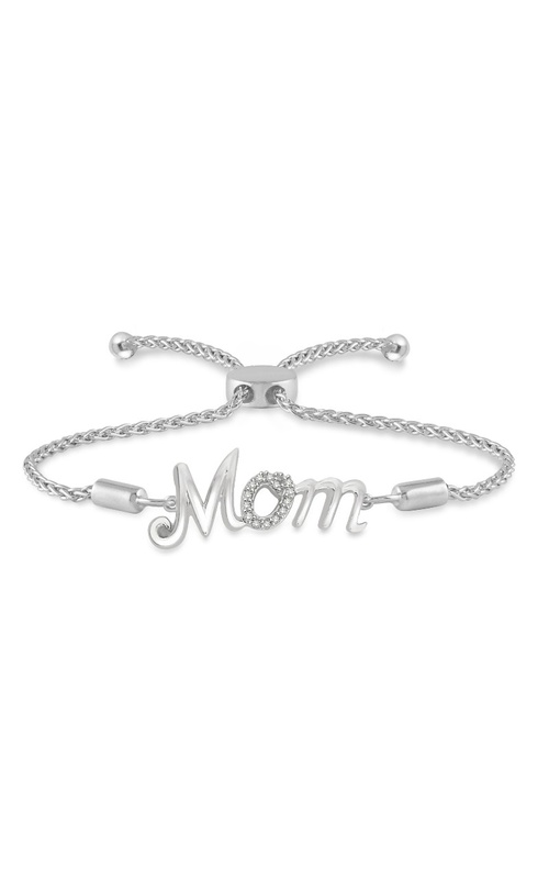 Silver Mom Diamond Lariat Bolo Bracelet