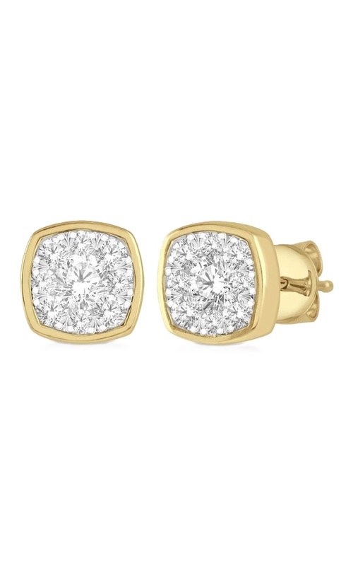 Diamond Cushion Cluster Stud Earrings