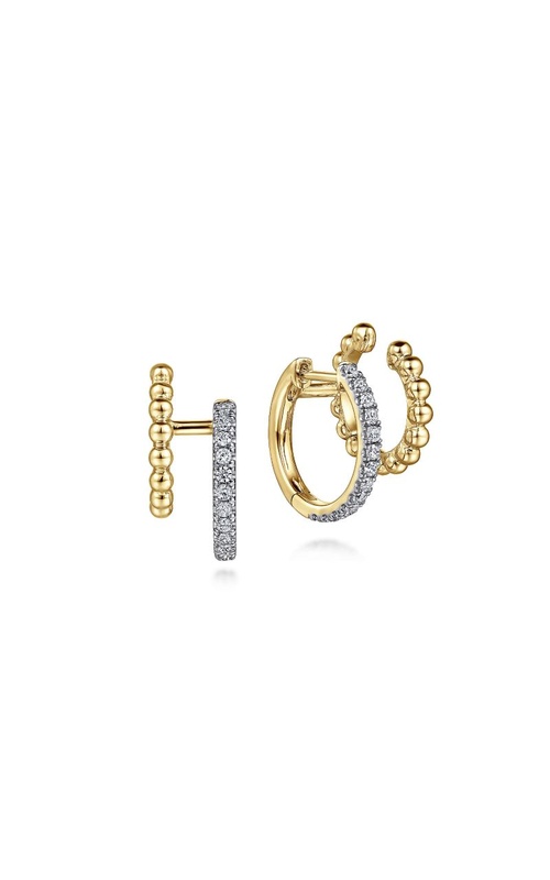 14K Yellow Gold Diamond Huggie And Bujukan Cuff Earrings