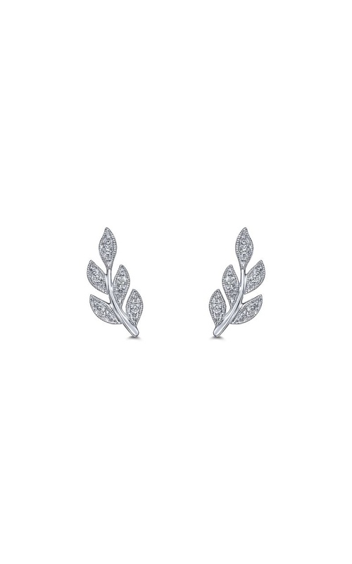 Diamond Leaf Stud Earrings