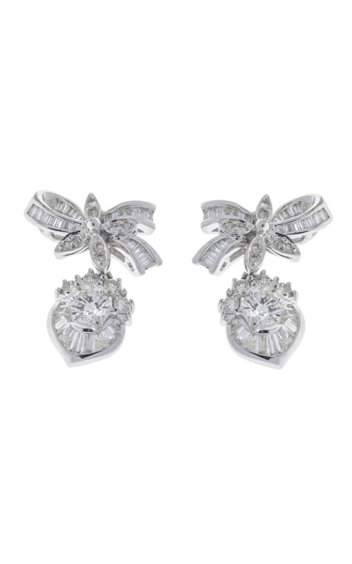 18K White Gold Ribbon Diamond Earrings