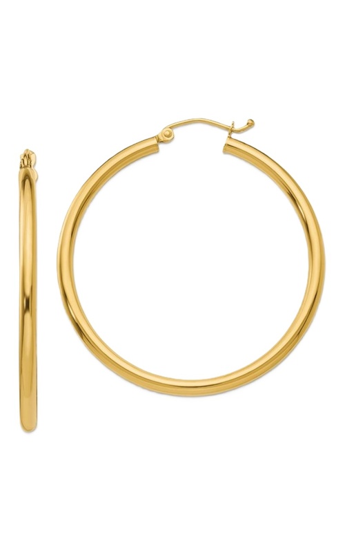 10K Yellow Gold Polished 2mm Tube Hoop Earrings