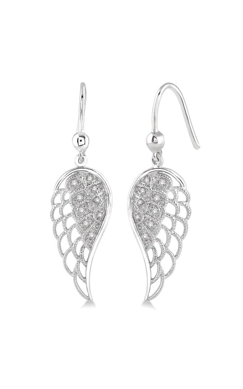Silver Angel Wings Diamond Earrings