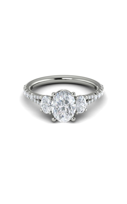 Medawar Crown Collection 14k White Gold 1.50ct Oval Lab Grown Diamond 3 Stone Engagement Ring