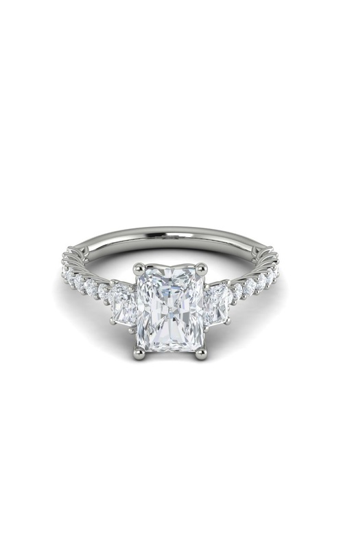 Medawar Crown Collection 14k White Gold 2.00ct Emerald Lab Grown Diamond 3 Stone Engagement Ring