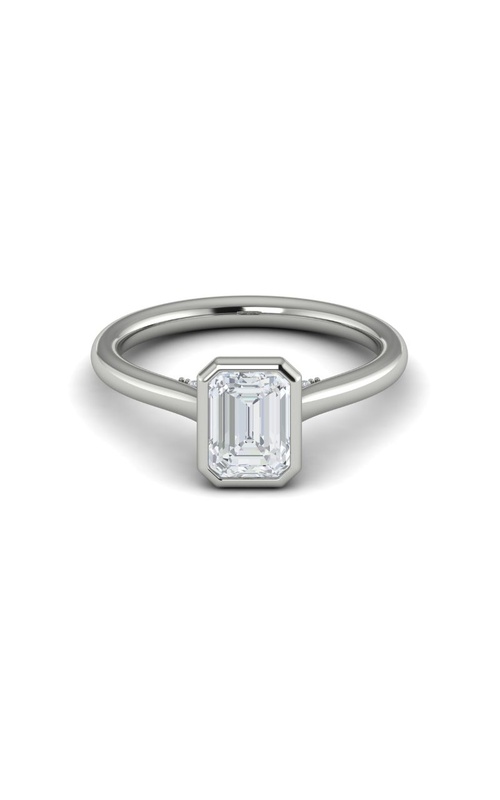 Medawar Crown Collection 14k White Gold 1.50ct Emerald Lab Grown Diamond Bezel Engagement Ring