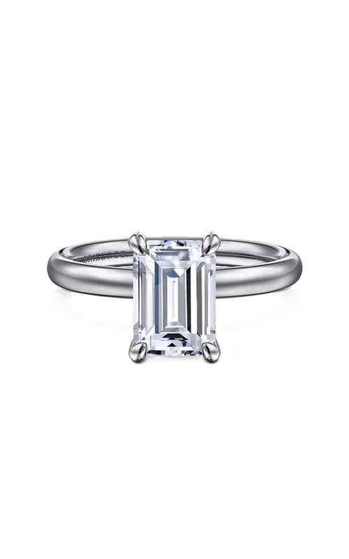 14k White Gold Emerald Solitaire Semi Mount