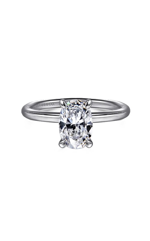 14k White Gold Oval Solitaire Semi Mount
