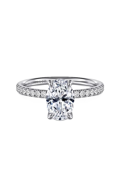 14k White Gold Diamond Oval Semi-Mount