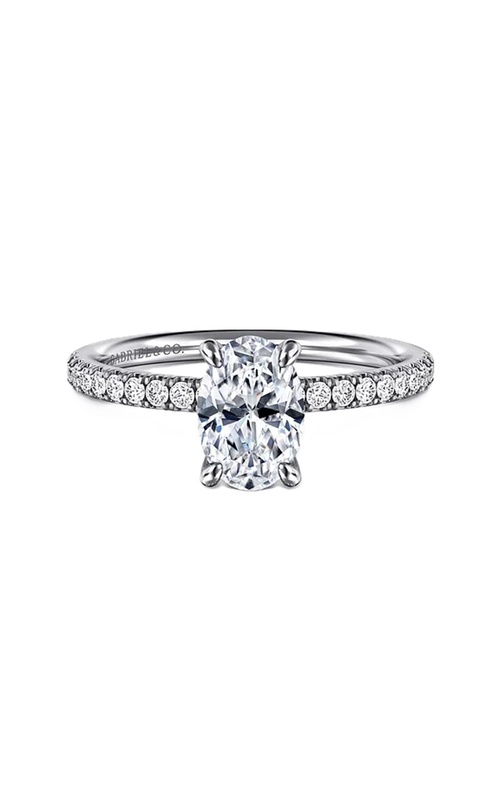 14k White Gold Diamond Oval Semi-Mount