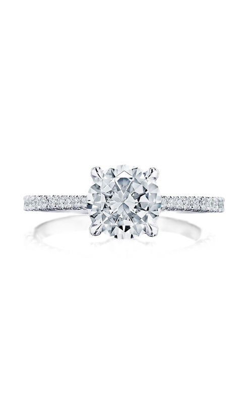 18k White Gold Oval Graduated Diamond Hidden Halo Semi Mount