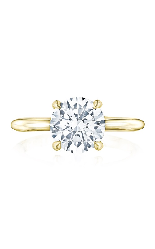 18k Yellow Gold Round Diamond Hidden Halo Solitaire Semi Mount