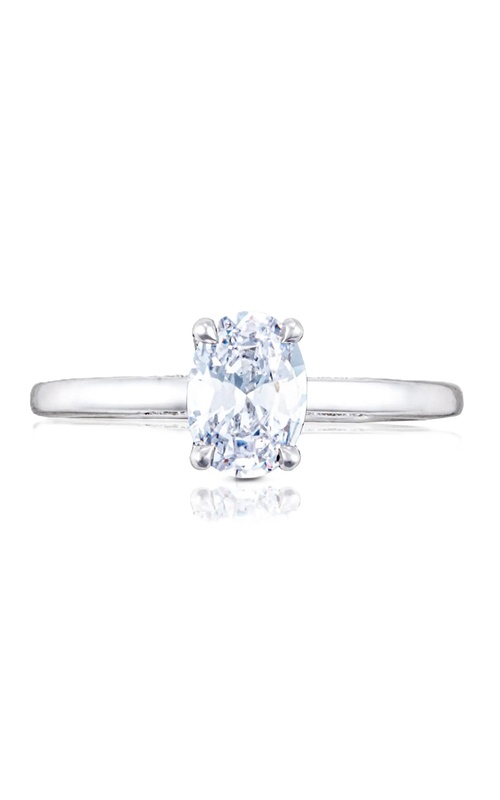 18k White Gold Oval Diamond Hidden Halo Semi Mount