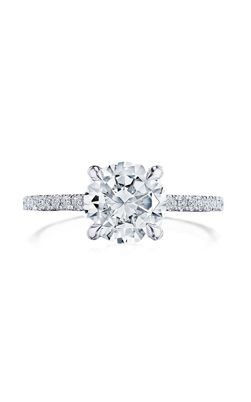 18k White Gold Round Diamond Hidden Halo Semi Mount