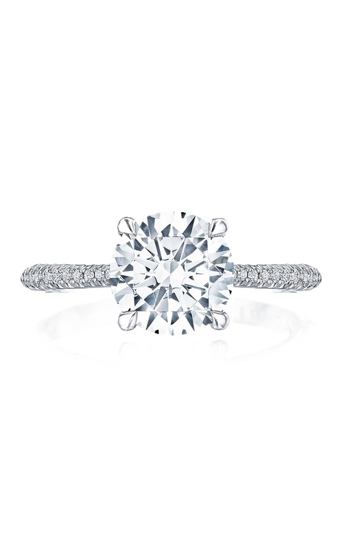 18k White Gold Graduated Diamond Hidden Halo Semi Mount