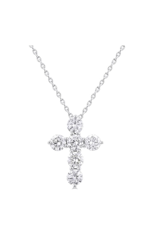 3/4 Ctw Round Cut Diamond Cross Pendant with Chain in 14k White Gold
