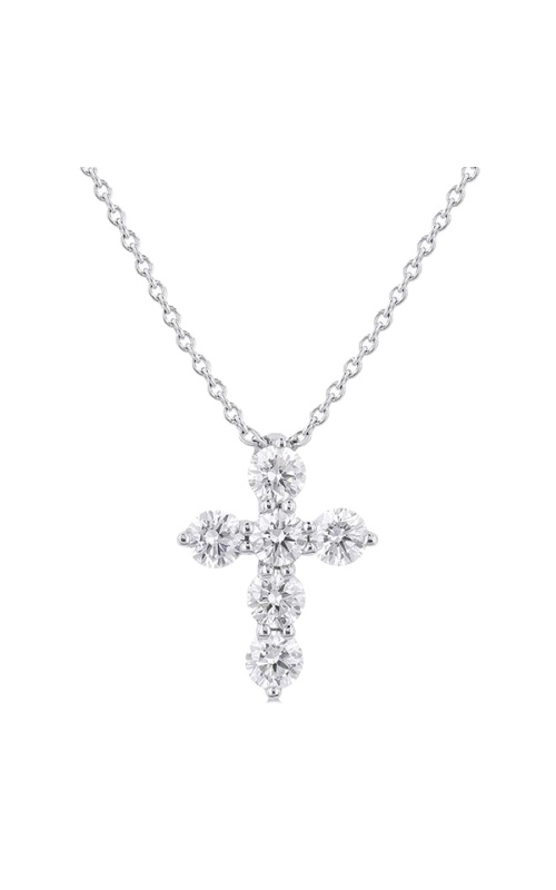 1/3 Ctw Round Cut Diamond Cross Pendant with Chain in 14k White Gold