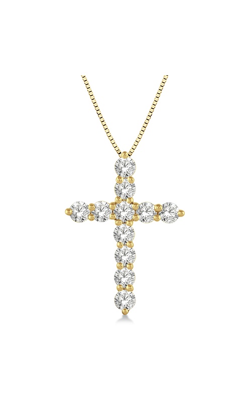 14k Yellow Gold 1.00cttw Round Diamond Cross Pendant w/ 18 Chain