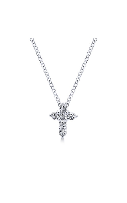 14K White Gold Diamond Cross Necklace