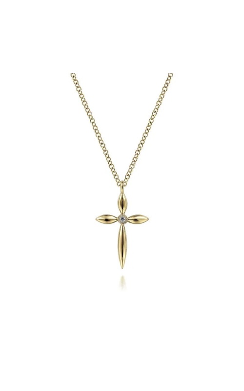 14K Yellow Gold Diamond Cross Necklace