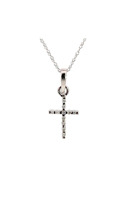 14k White Gold Diamond Cross Pendant