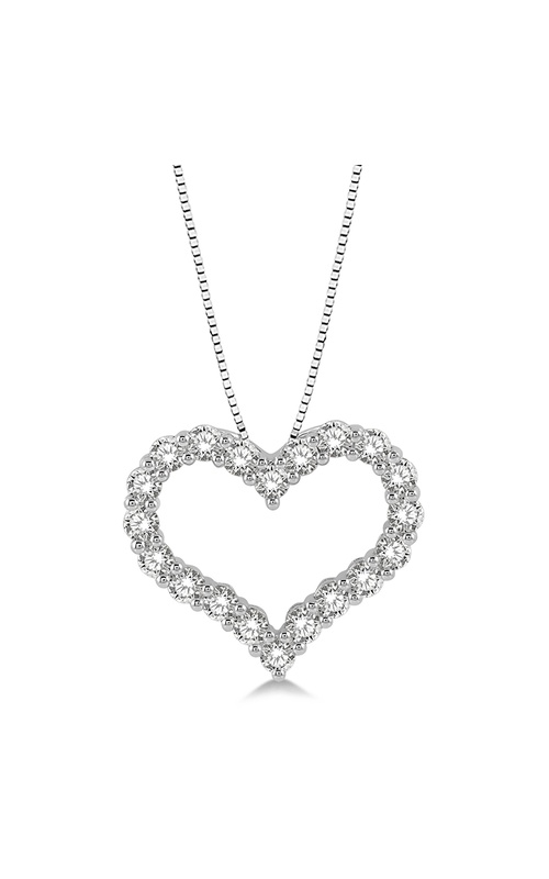 14k White Gold 1.00cttw Diamond Heart Pendant w/ 18 Chain