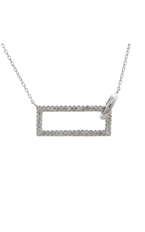 14k White Gold Diamond Rectangular Necklace